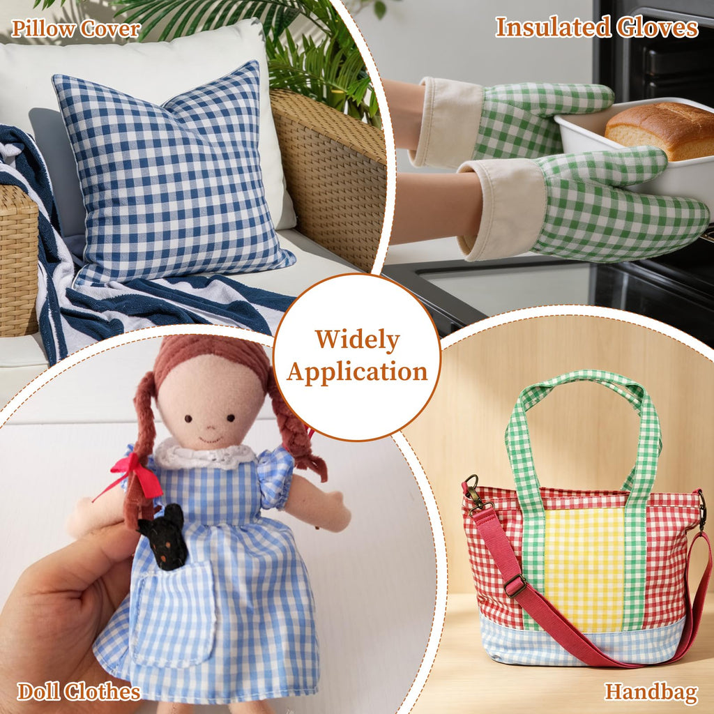 57"W x 72"L Gingham Polyester Fabric Cut By The Yard, Checkered Plaid Vintage Fabric for DIY, Handmade and Sewing