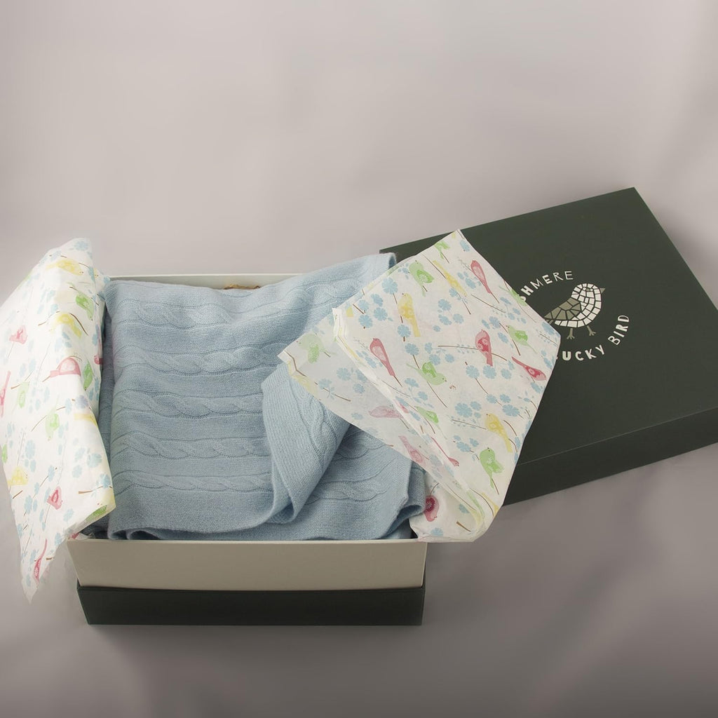 100% Cashmere Baby Blanket, Sky Blue