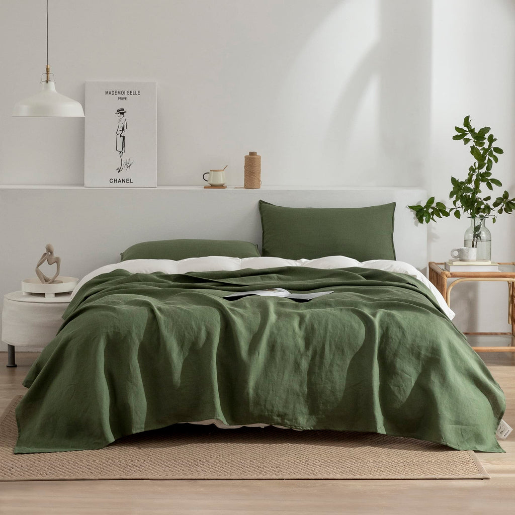 Linen Sheets Set, 100% Stonewashed French Linen Bed Sheets Deep Pocket Sheets, 4 Pieces (1 Flat Sheet, 1 Fitted