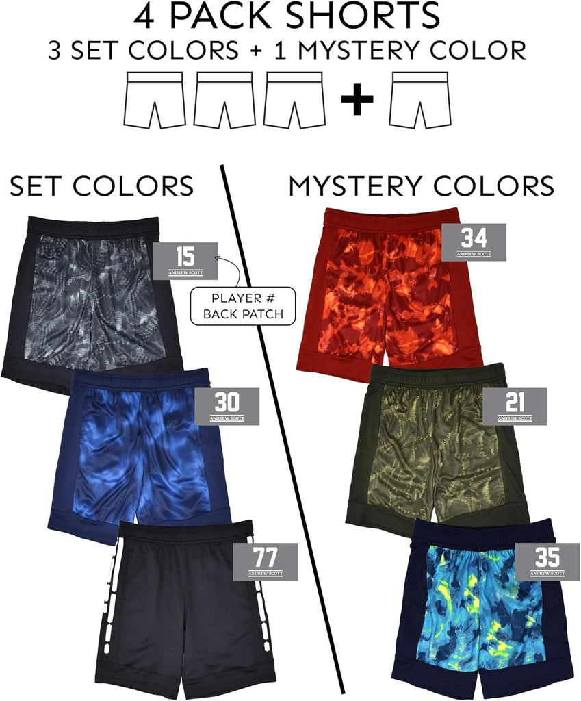 Boys Active Performance & Mesh Style Basketball Sport Shorts - Multi Packs