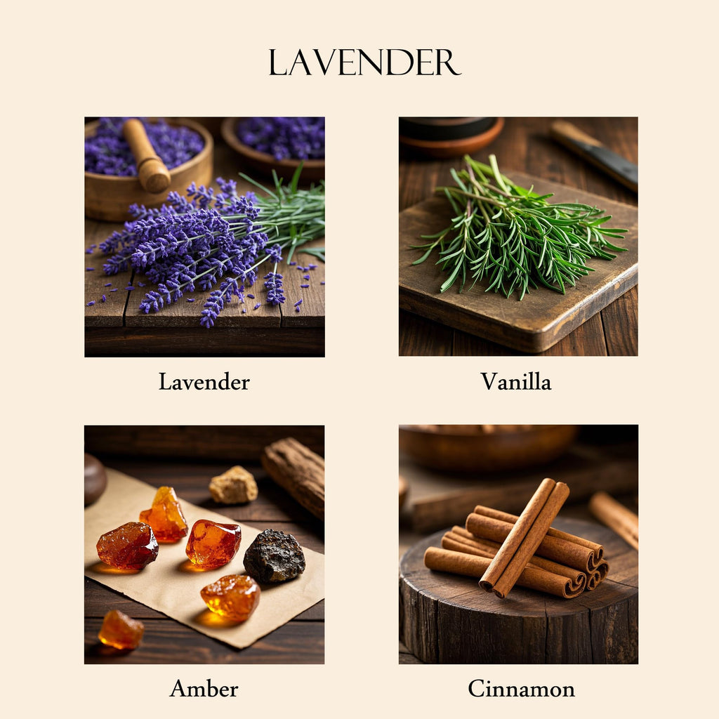 Handmade Lavender Vanilla Scented Candle with Amethyst Crystals