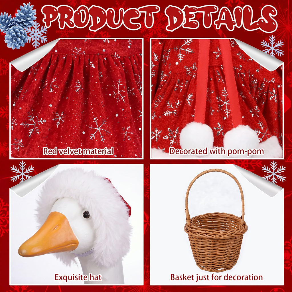 3 Pcs Christmas Snowflake Porch Goose Outfit 23 Inch Lawn Statue