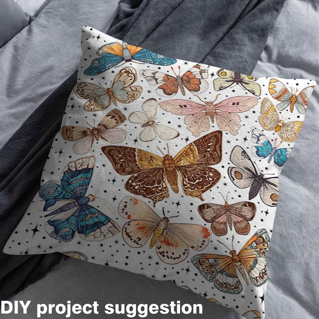 Butterfly Fabric by The Yard Colorful Natural Wild Butterflies Fabrics for Sewing Lovers Black Stars Polka Dots