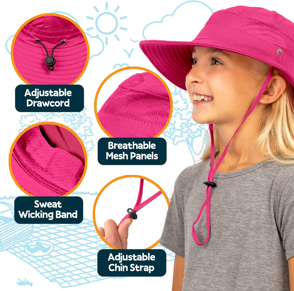Kids Sun Hat UPF 50+ Sun Hats for Kids Girls Boys Wide Brim Beach