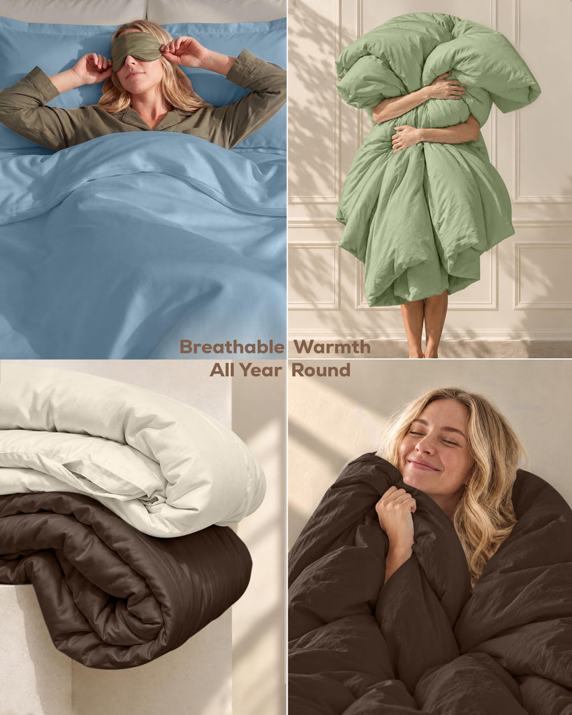 Duvet Cover King, 3 Piece Set, Extra Soft with Zipper Closure, Brown