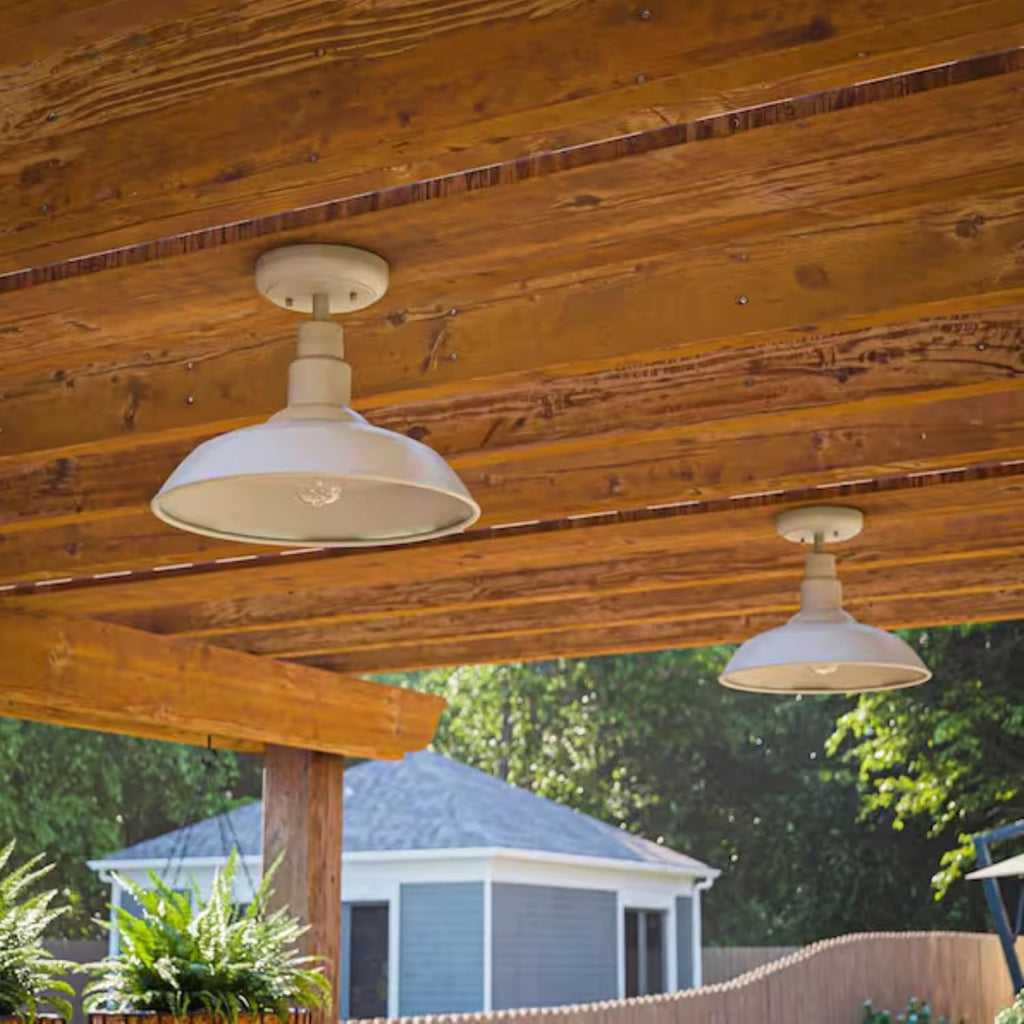 14" Semi Flush Mount Ceiling Light Fixture in Grey Finish, Stylish Metal Fixture for Indoor and Outdoor Spaces