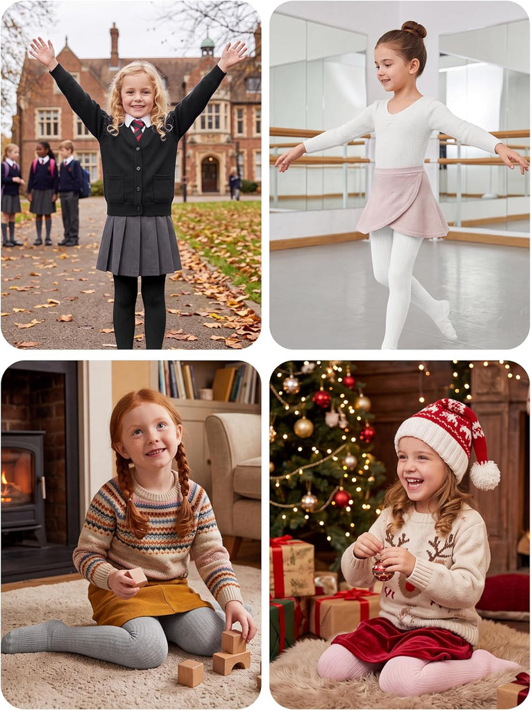 Girls Cable Knit Cotton Tights Soft Seamless leggings For Kids