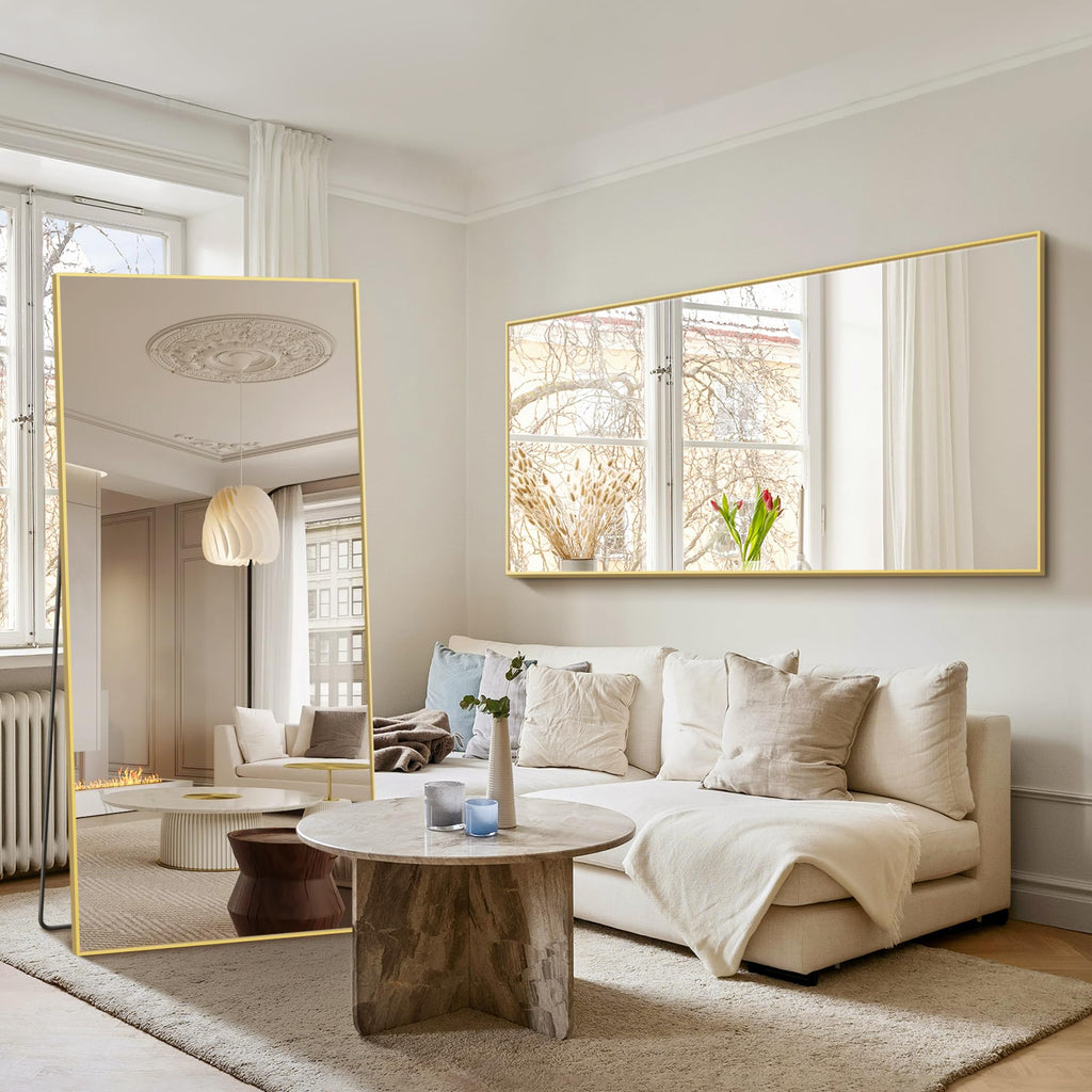 Full Length Floor Mirror 75"x35", Large Standing Body Mirror, Gold