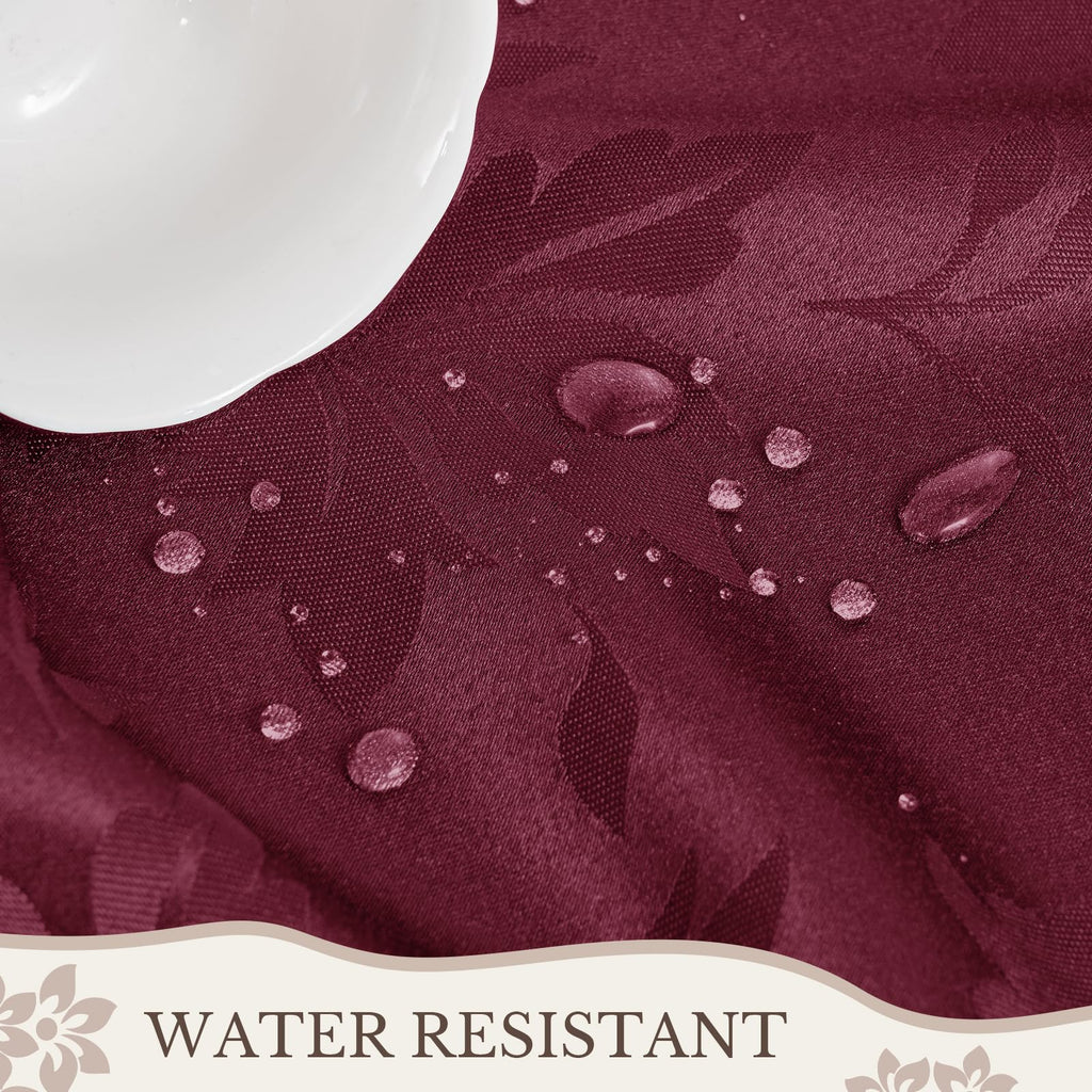 Jacquard Round Tablecloth 70 Inch, Burgundy