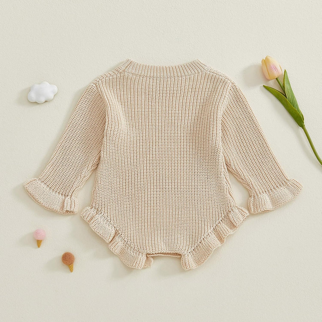 Knit Sweater Outfit Solid Romper Ruffle Cute Baby Jumpsuit Coming Home Fall Winter Clothes