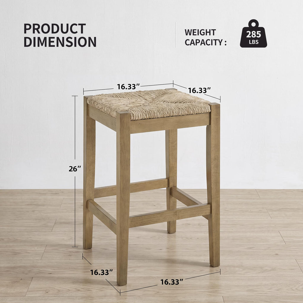 26-Inch Backless Seagrass Counter Stools Set of 2