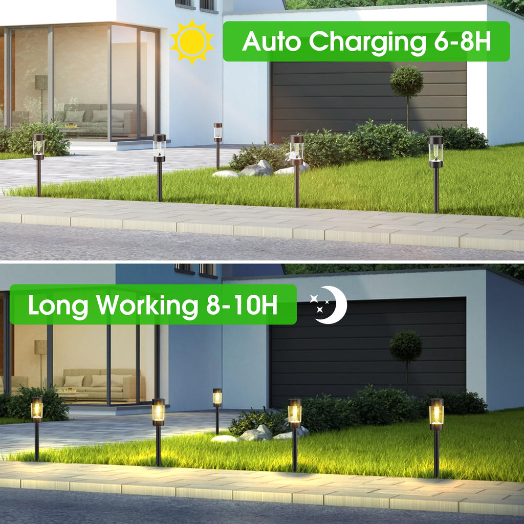 Solar Pathway Lights Outdoor Waterproof, 12 Pack, Warm White