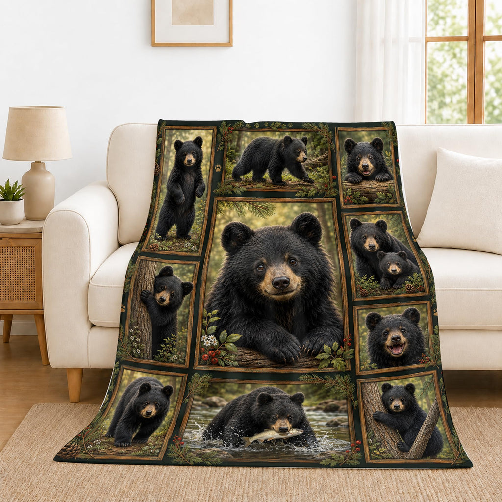 Black Bear Throw Blanket Gifts for Bear Lovers 50"x60"