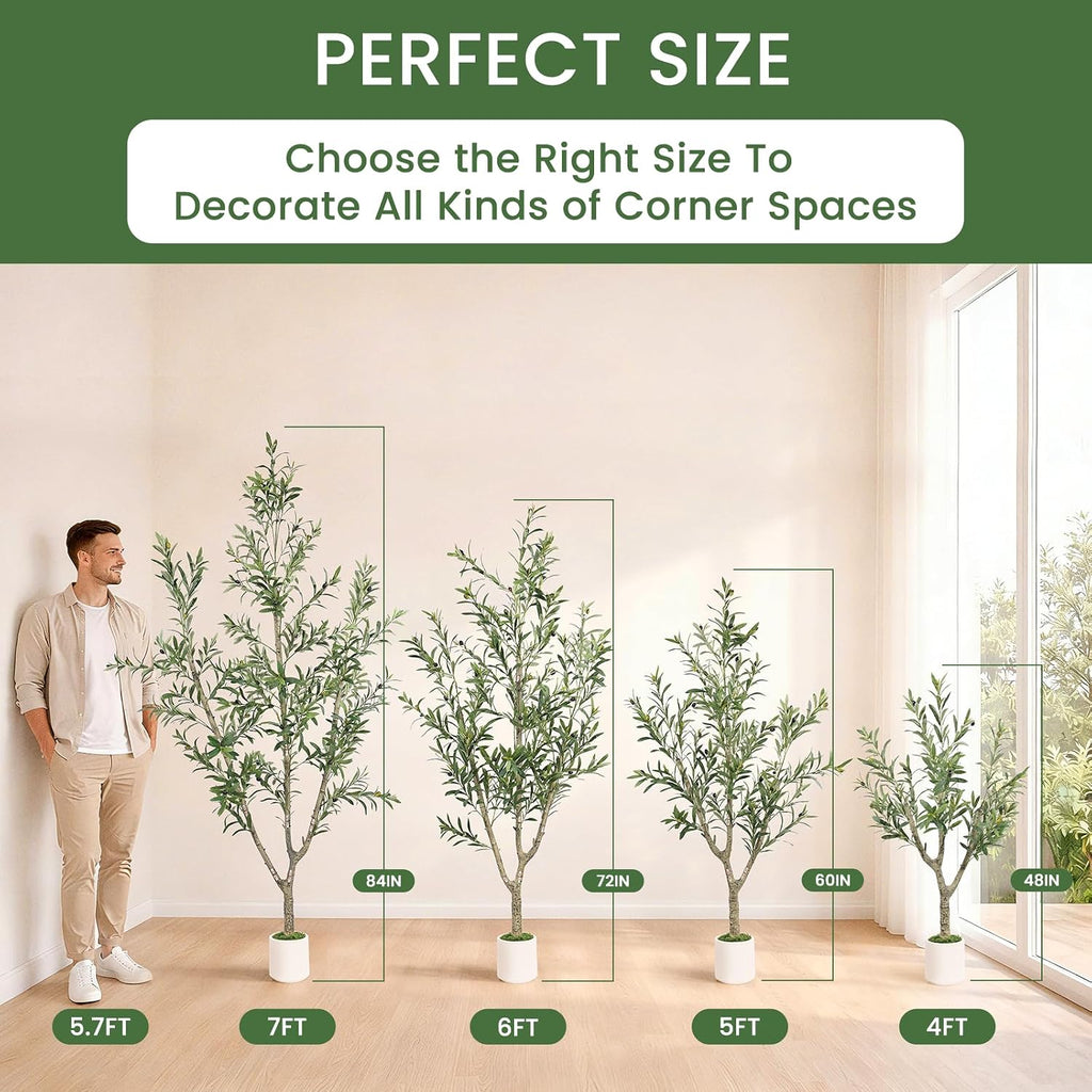 Artificial Olive Tree 6ft Tall with Lifelike Leaves Trunks Realistic