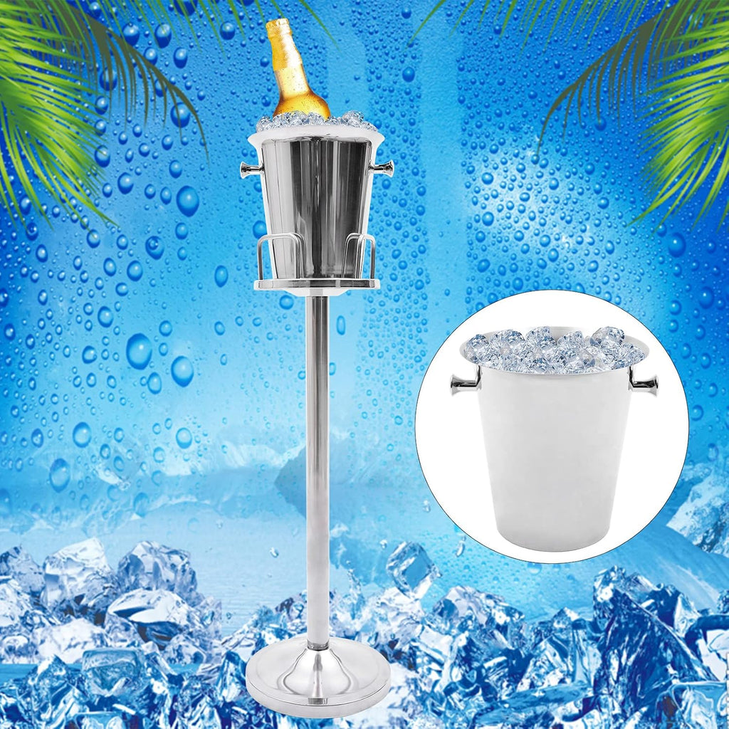 Ice Bucket with Stand, Stainless Steel Champagne Bucket Wine Cooler Ice Chiller for Cocktail Bar, Wine, Home Bar