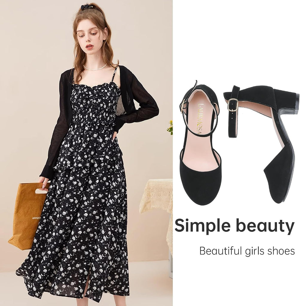 Girls Dress Shoes Closed Toe Pumps High Heels for Little Big Kid