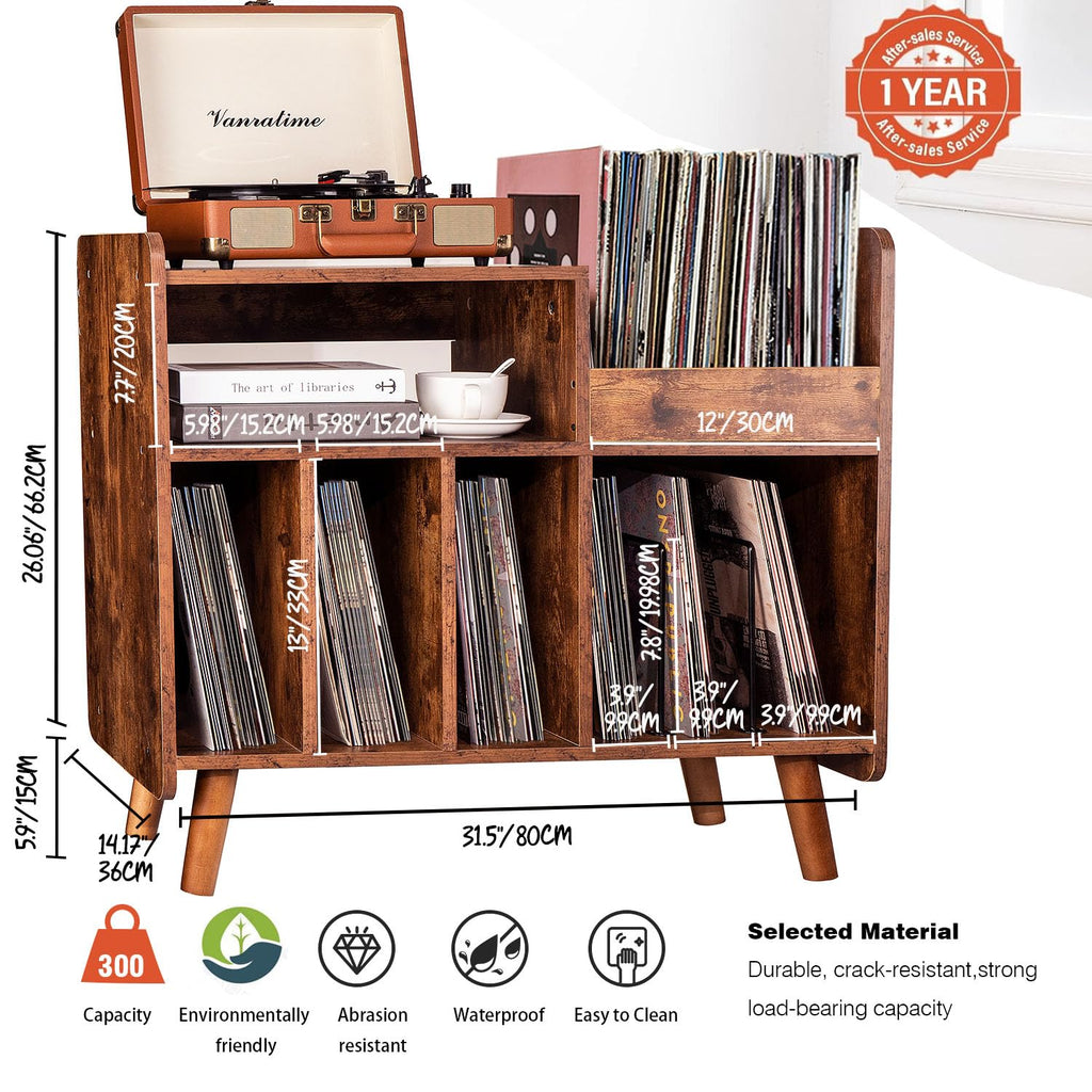 Record Player Stand, Large Record Player Table Cabinet (Brown)