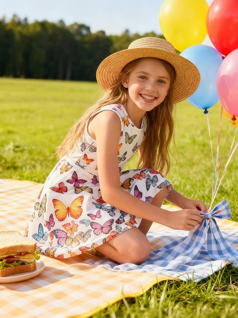 Girls Dress Sleeveless Casual Floral Sundress for Girl