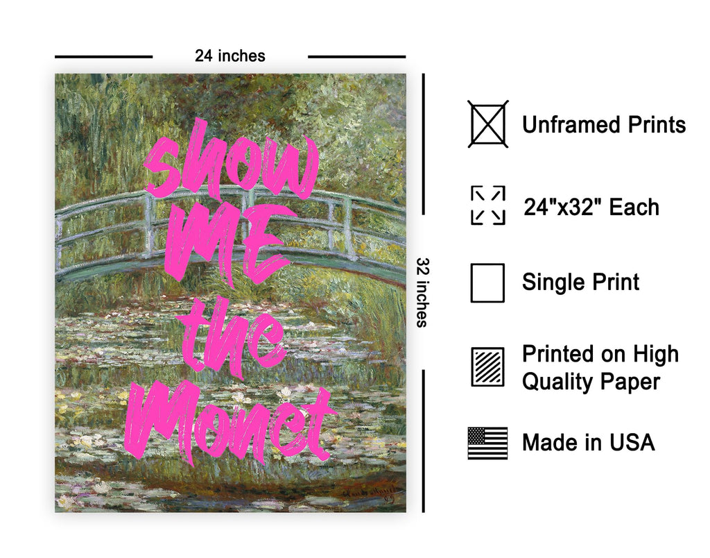 Master Show Me The Monet Print - The Water Lily Pond Poster - Altered & Pop Art - Trendy Gift for Men & Women