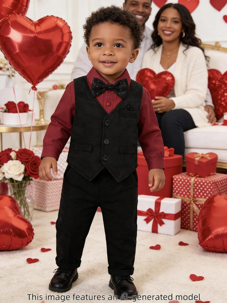 Baby Formal Outfit Boy Dress Suit Bowtie Vest Set