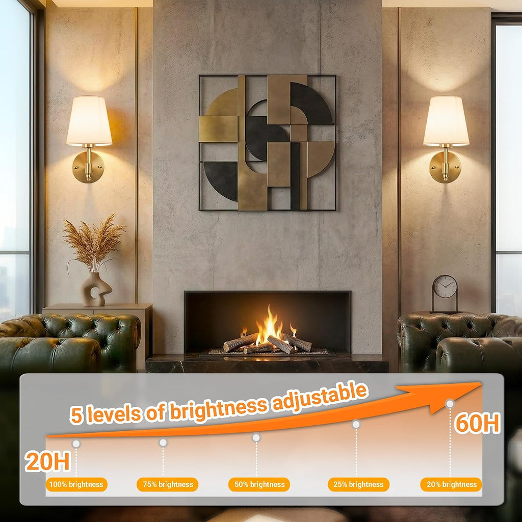 Battery Operated Wall Sconces Set of Two, Wireless Battery Wall Light with 10000mAh RGB Dimmable Magnetic Bulb and