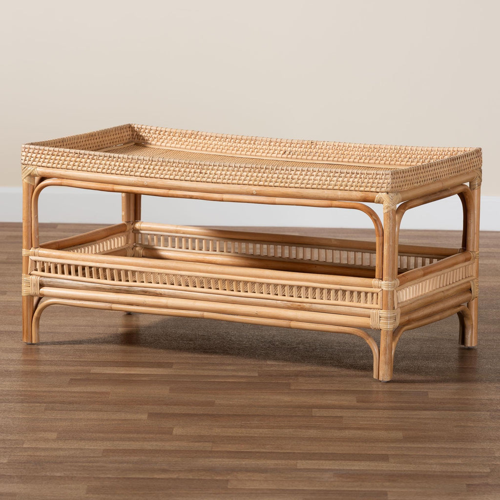 Lombok Modern Bohemian Natural Rattan Coffee Table