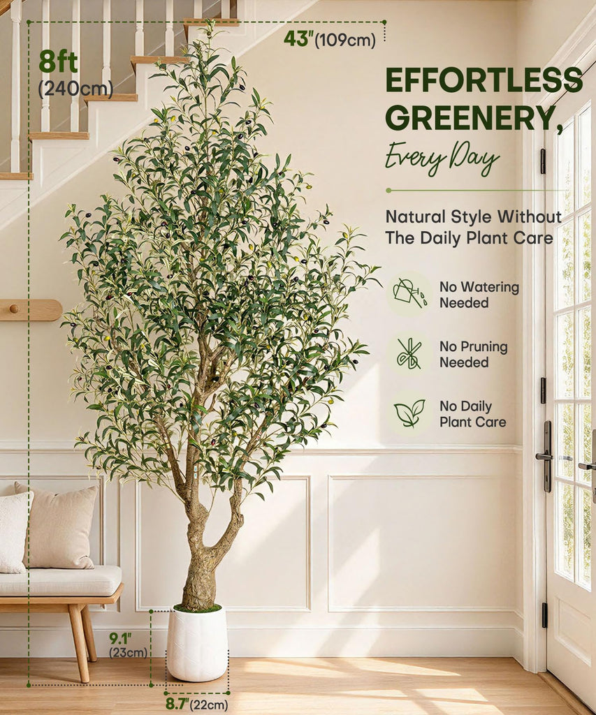 8ft Artificial Olive Tree: Large Lifelike Plant