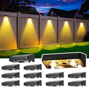 Solar Fence Lights Outdoor, Color Changing, Waterproof IP65, 12 Pack