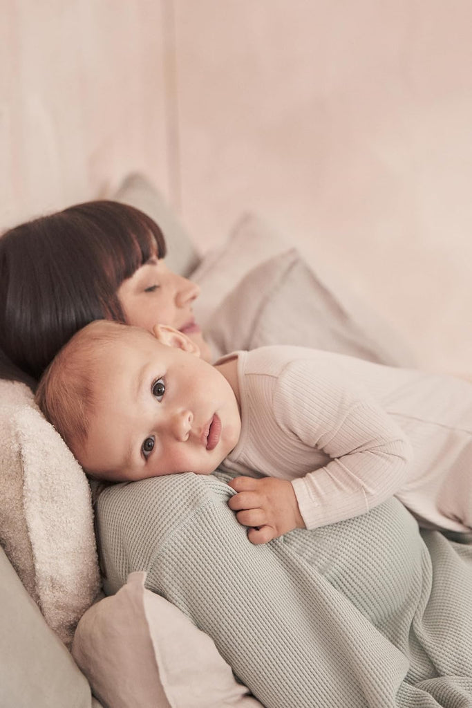 Baby Ribbed Clever Pajamas with Two-Way Zips & Scratch Mitts - Footed Nightwear - Viscose from Bamboo & Cotton