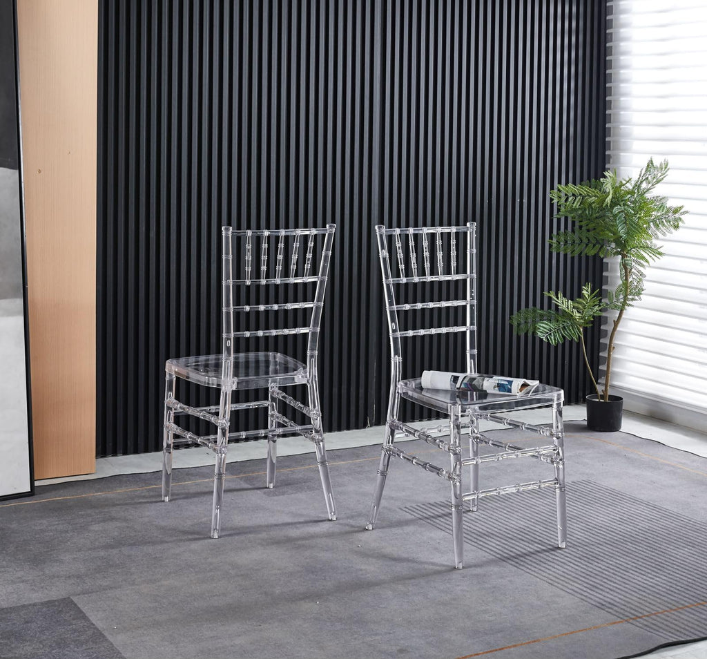 Clear Acrylic Ballroom Chairs, Modern Dining Chair Set of 12, Accent Event Ghost Chairs for Wedding Party Event