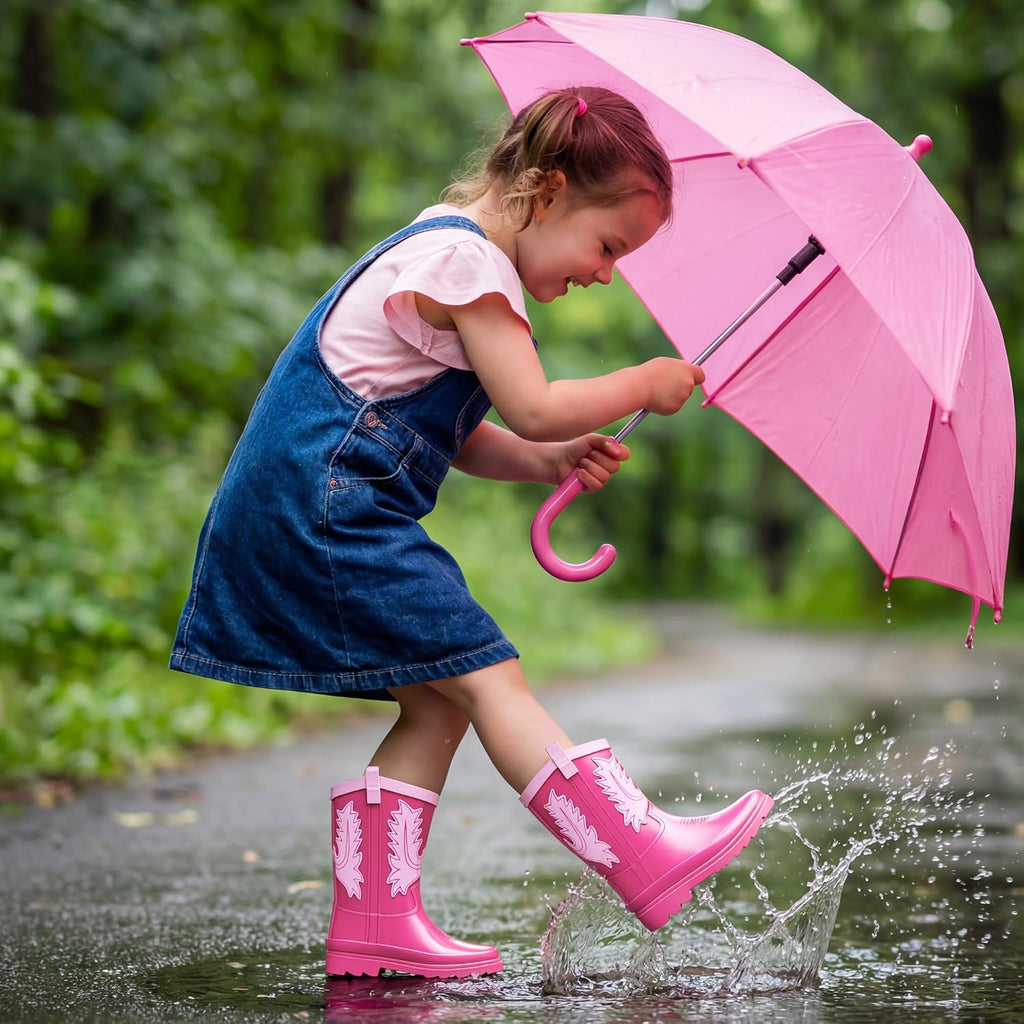 Cowboy Kids Rain Boots Waterproof Rubber Boots for Boys and Girls