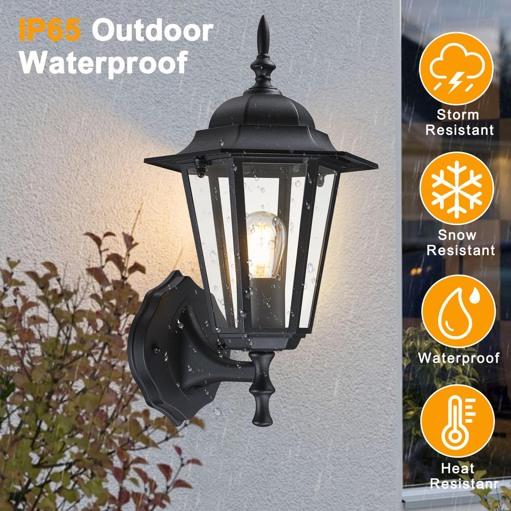 Outdoor Wall Lantern, Wall Sconce as Porch Lighting Fixture, E26 Base 60W Max, Aluminum Housing Plus Glass, Wet