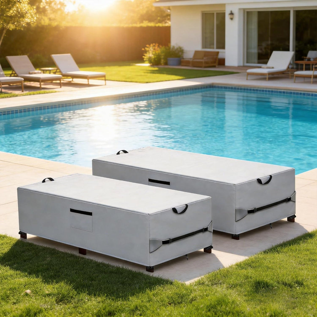 600D Waterproof Outdoor Chaise Lounge Covers 2 Pack,80"Lx28"Wx14"H inch | Heavy Duty Waterproof Weather Resistant