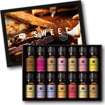 Sweet Essential Oil - 14x10ml Set, Premium Fragrance Oils for Candle Making, Diffuser, Soap, Perfume, Bath & Body - Set of 14