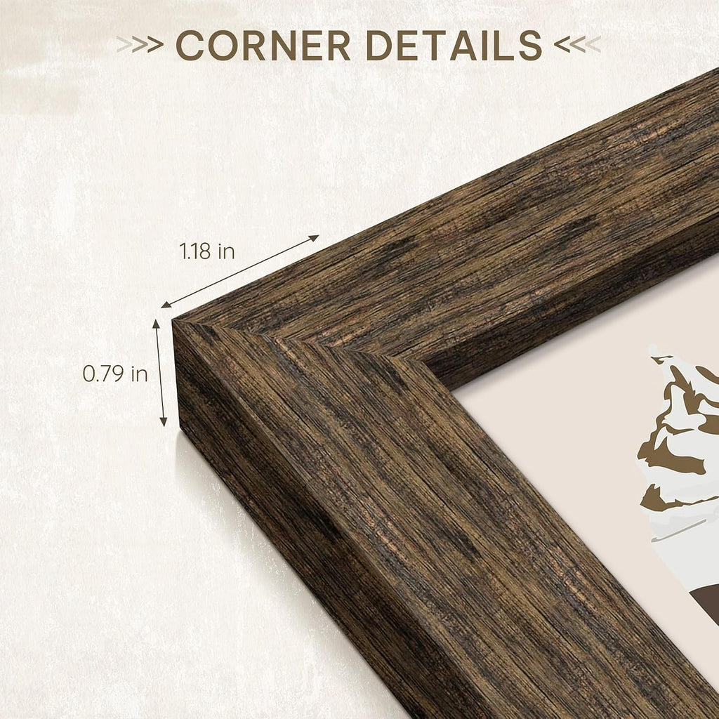 24x36 Rustic Brown Poster Frame, Picture Frame for Wall, 3 Pack | Fits 20x30 Photos With Mat or 24x36 Without Mat