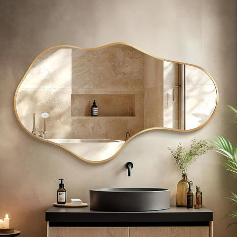 Irregular Wall Mirror - Wall Mirrors Decorative 22"x 36" Asymmetrical Abstract Mirror Aviation Aluminum Alloy Frame