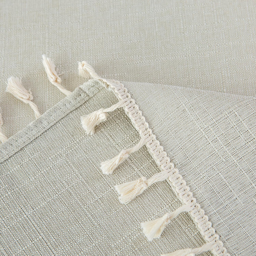 Linen Tablecloth with Boho Tassel, 54 X 78 Inch