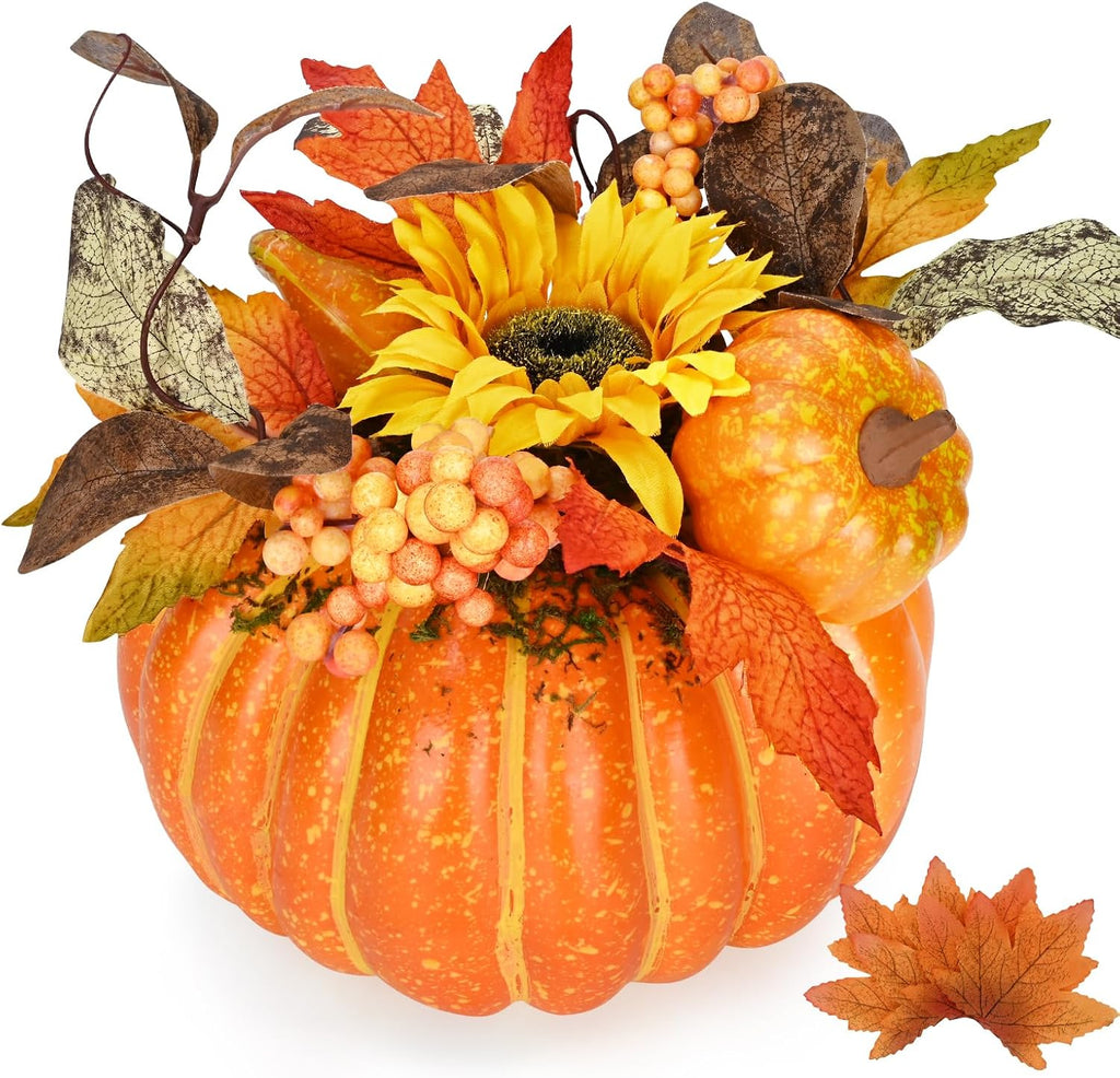 Fall Decor, Fall Centerpieces for Tables, Fake Pumpkin Decorations, Artificial Pumpkins for Decorating, Faux Fall - Set of 50