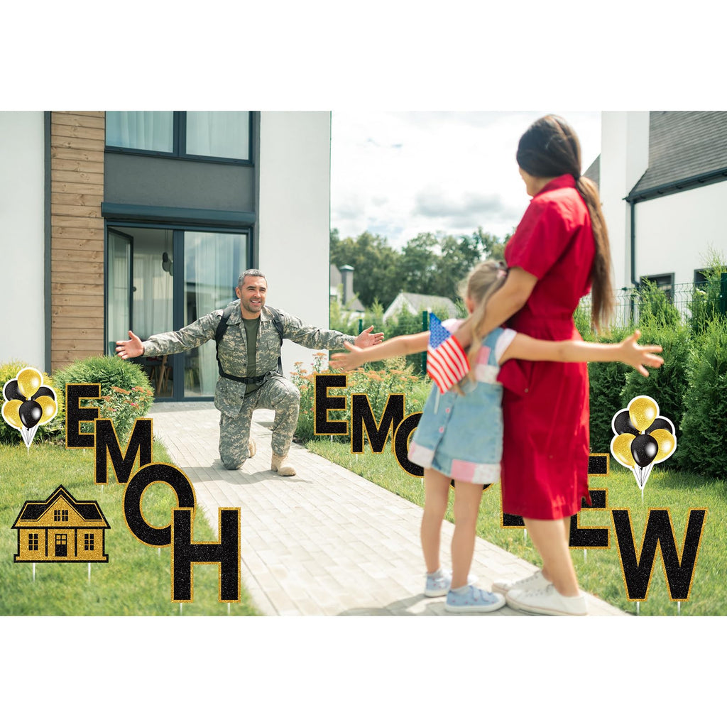 14 Pcs Welcome Home Yard Sign with Stakes LED Light 12.6" Welcome Home Lawn Sign Outdoor Yard Letters Decorations