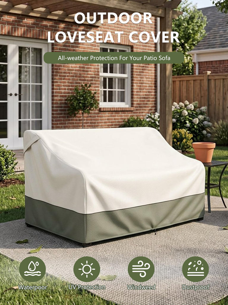 2-Seater Outdoor Couch and Patio Furniture Cover, Outdoor Sofa Cover Heavy Duty Fits up to 60W x 35D x 35H inches