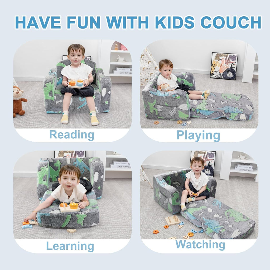 Comfy Kids Sofa Chair, in-1 Fold Out Couch with Blanket