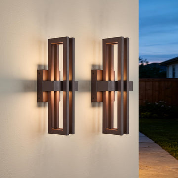 15" Modern Outdoor Wall Lights 2-Pack, Dimmable Integrated LED
