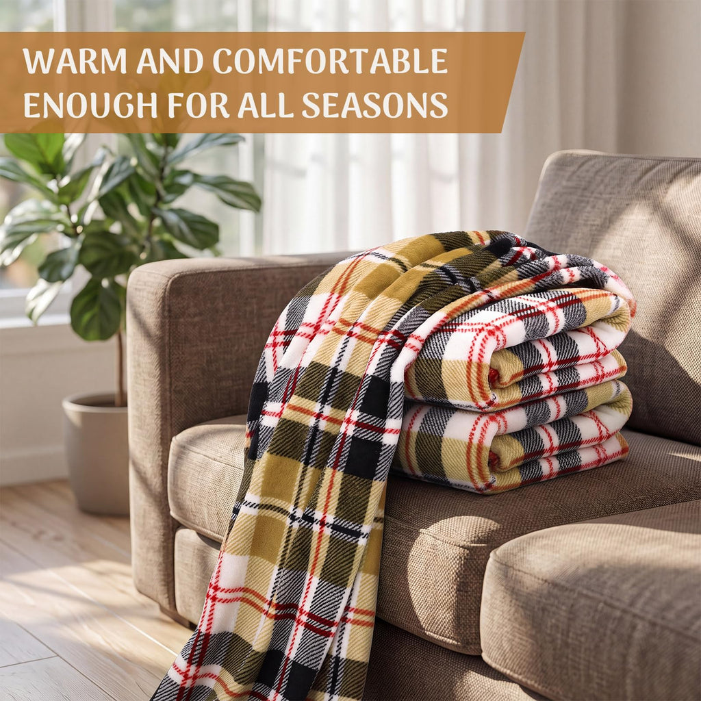 10 Pcs Fall Plaid Throw Blanket Flannel Blanket Bulk, 50"x60"