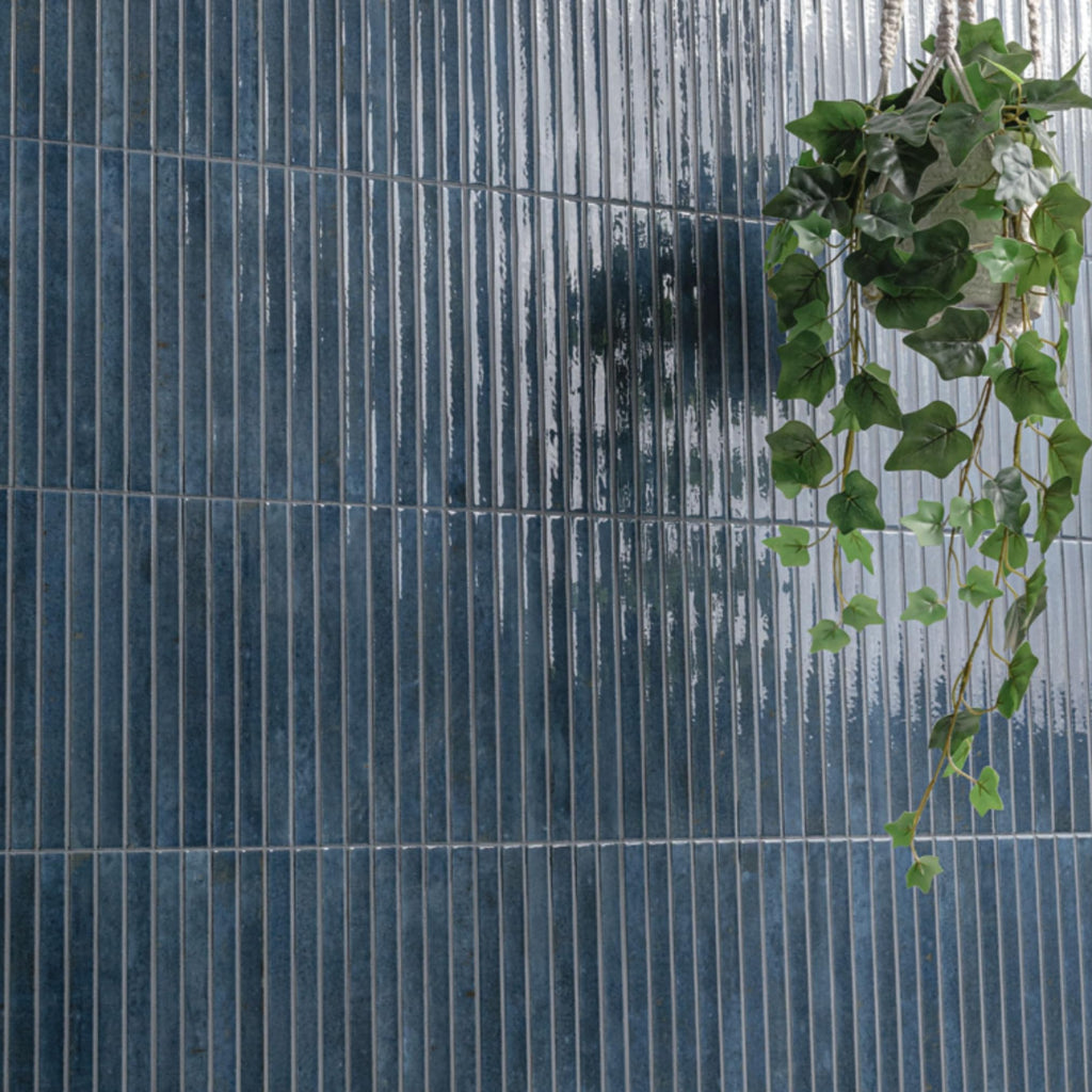 Blue Ribbed Ceramic Wall Tile (1 Piece)