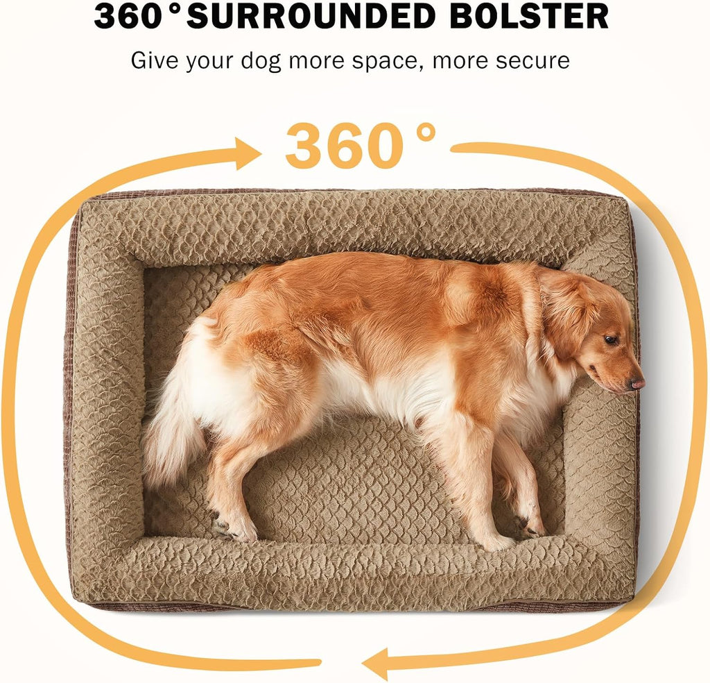 Orthopedic Dog Beds Large Sized, XL Washable Egg-Crate Memory Foam Dog Couch with Washable Removable Cover