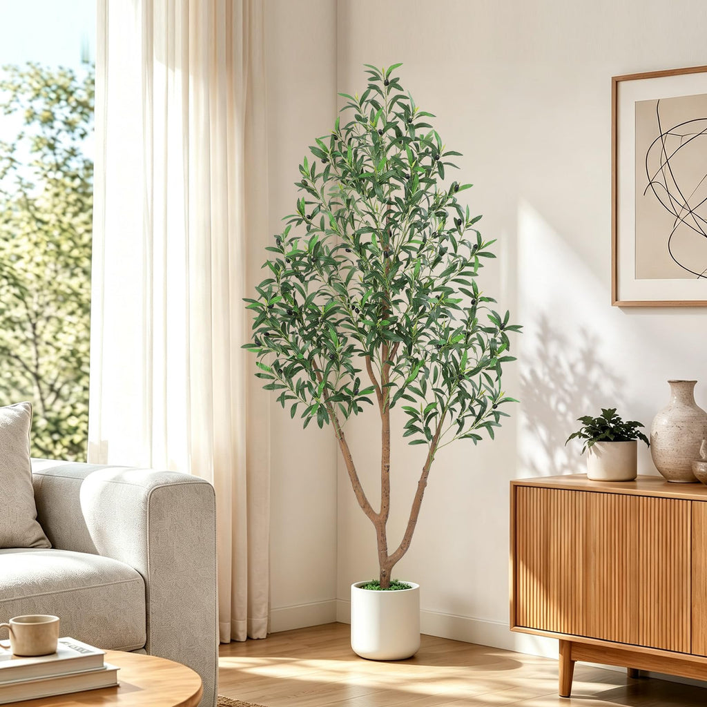 6 Ft Olive Trees Artificial Indoor with Planter, Realistic Tall Olive Tree
