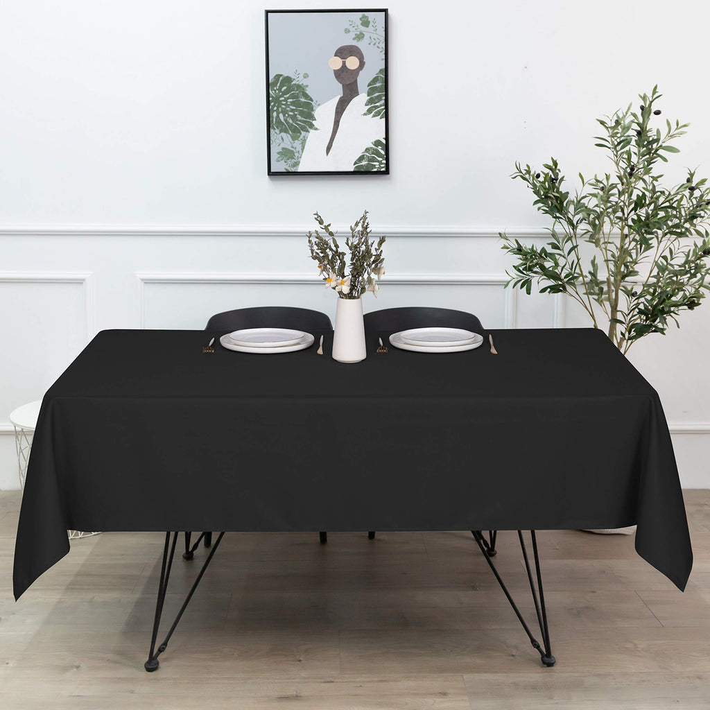 Square Tablecloth, 60 x 60 Inch Table Cloth, Black