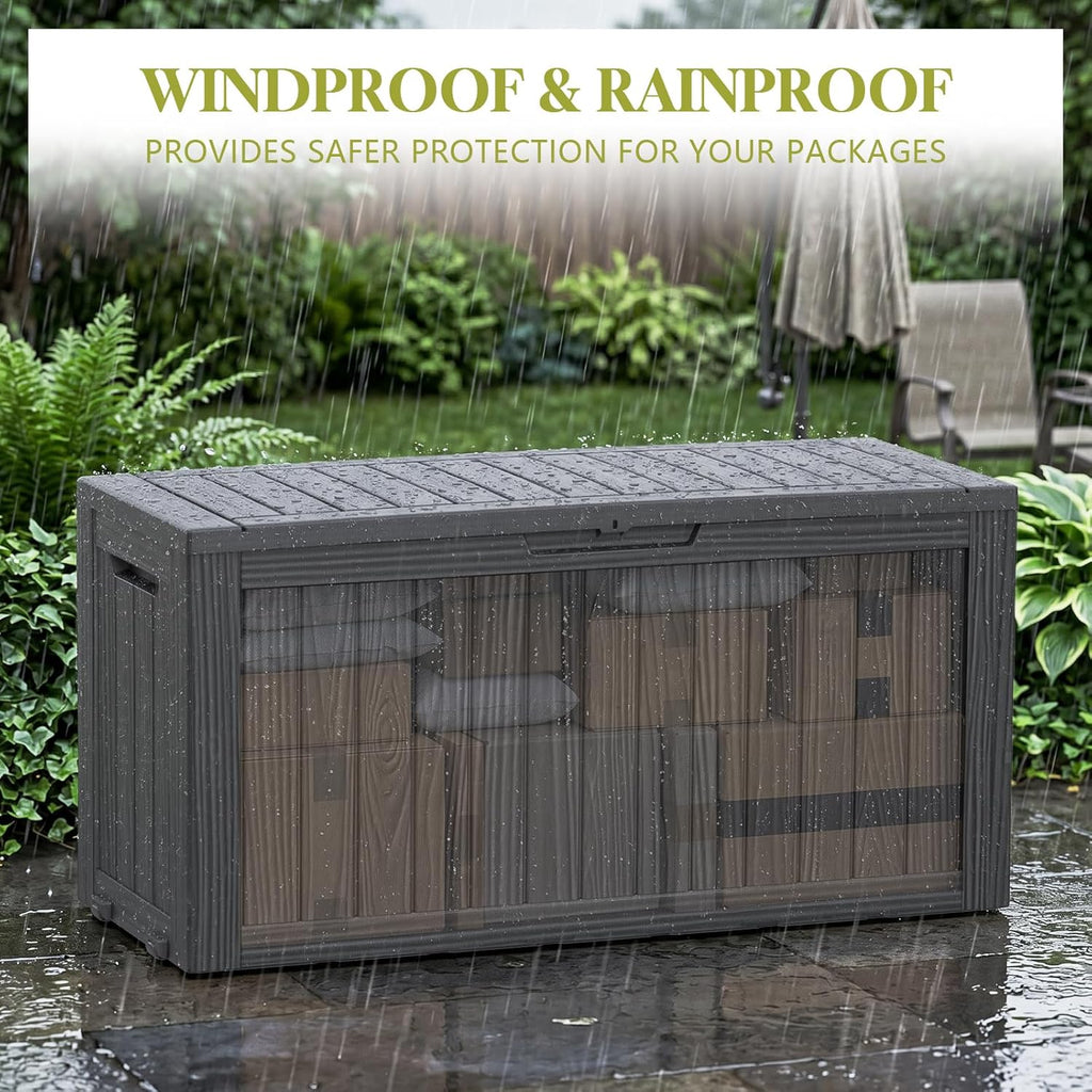 85 Gallon Package Delivery Boxes Secure Large Parcel Drop Storage Deck Box Outdoor Waterproof UV Resistant Resin