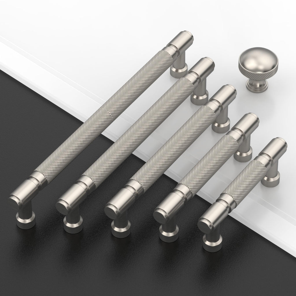 10 Pack Brushed Satin Nickel knurled Cabinet Pulls 3.5"