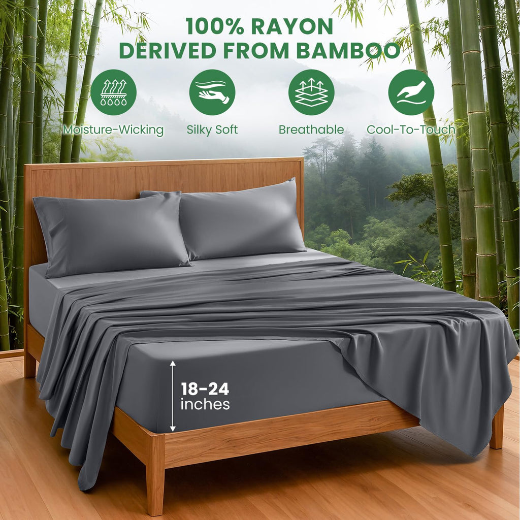 100% Viscose Derived from Bamboo_ Sheet Set 4Pcs, Extra Deep Pocket